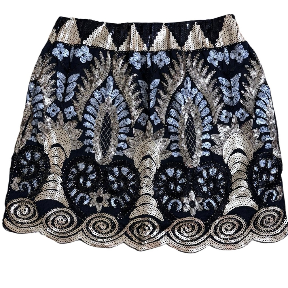 Black & Gold Sequin Art Deco Gatsby-Inspired Dress | Size M